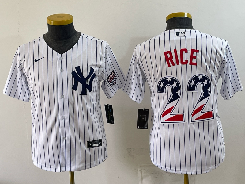 youth 2026 New York Yankees #22 Rice white Nike MLB Jersey 0722001